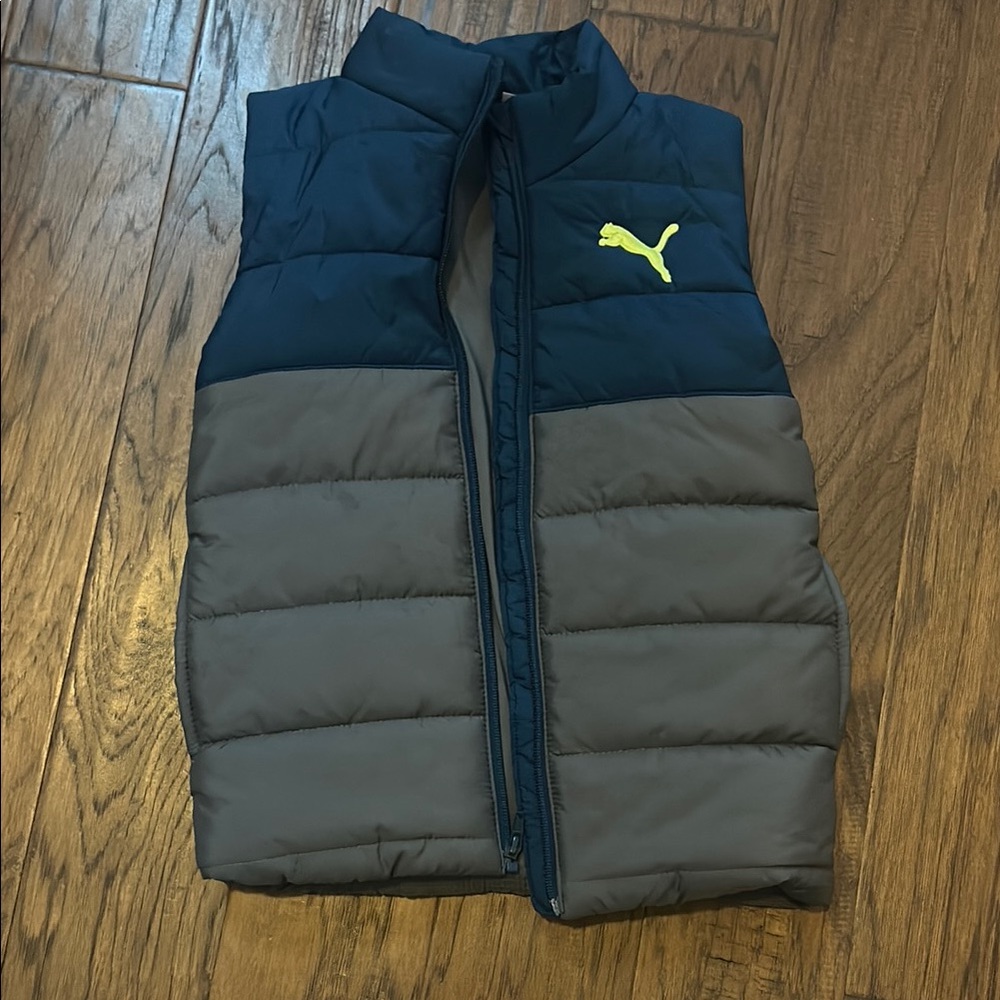 Puma Kids Puffer Vest - Navy and Gray